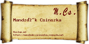 Mandzák Csinszka névjegykártya